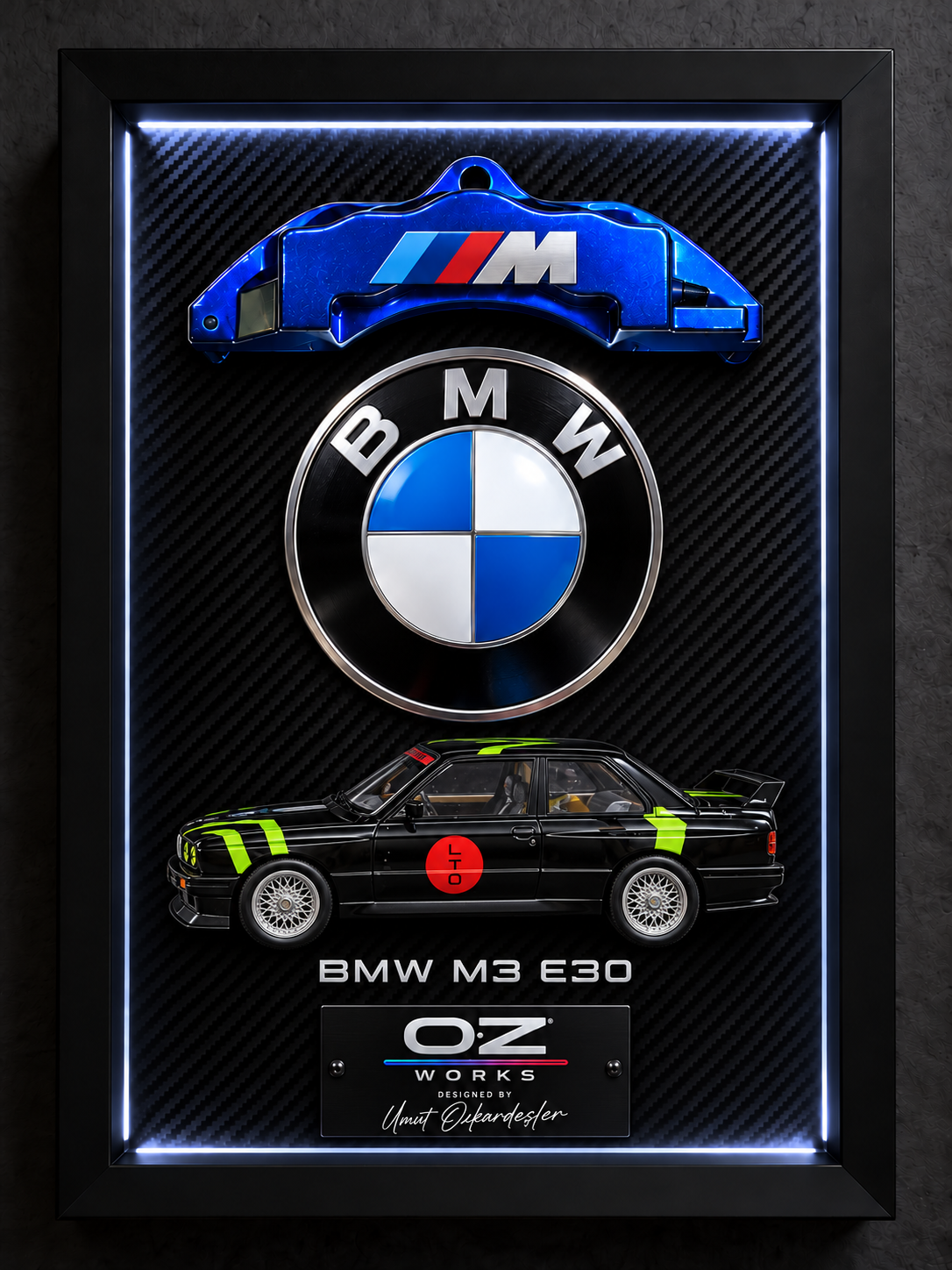 BMW M3 E30 Çerçeveli Model Tablo – Siyah / Yeşil