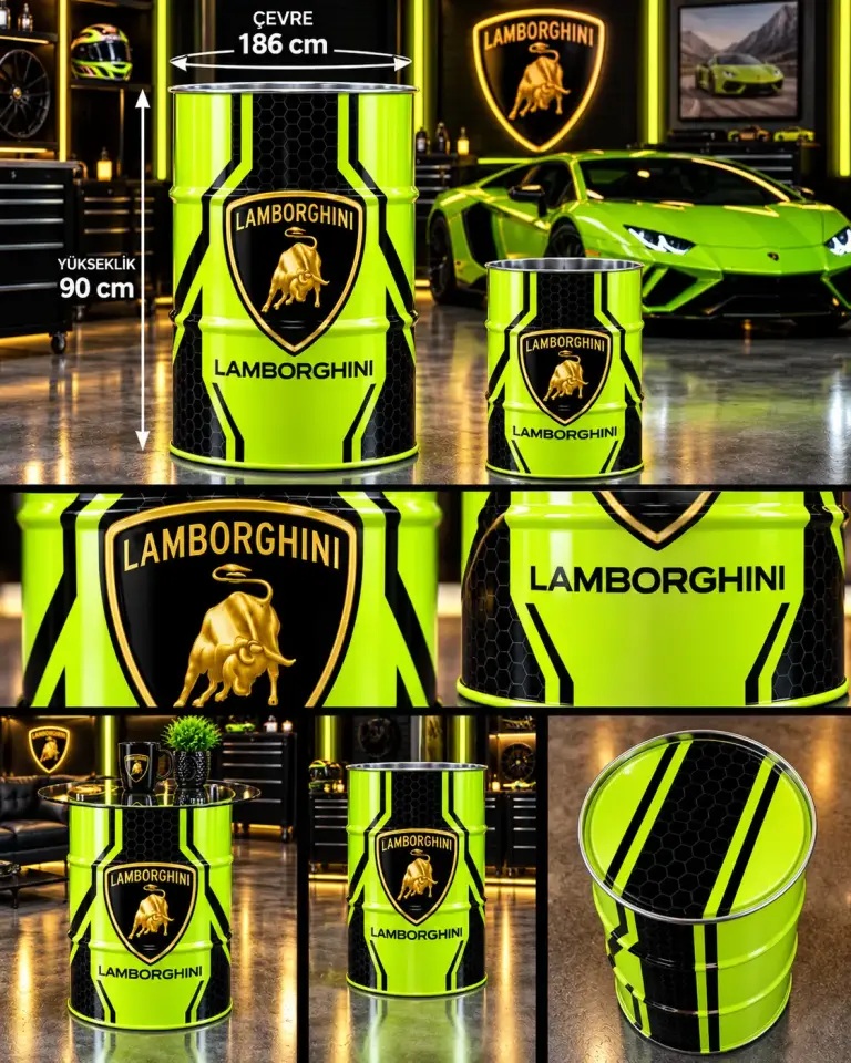 Lamborghini Dekoratif Varil – Garaj ve Otomotiv Dekorasyonu