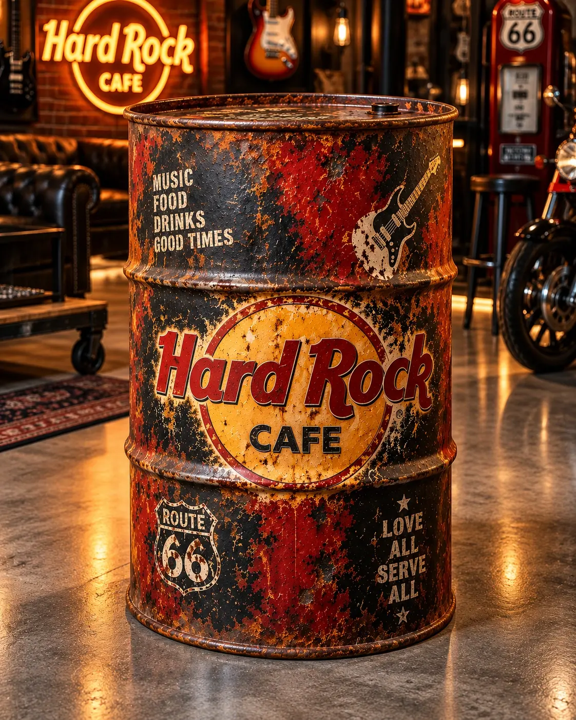 Hard Rock Cafe Dekoratif Varil – Vintage ve Retro Garaj Dekorasyonu