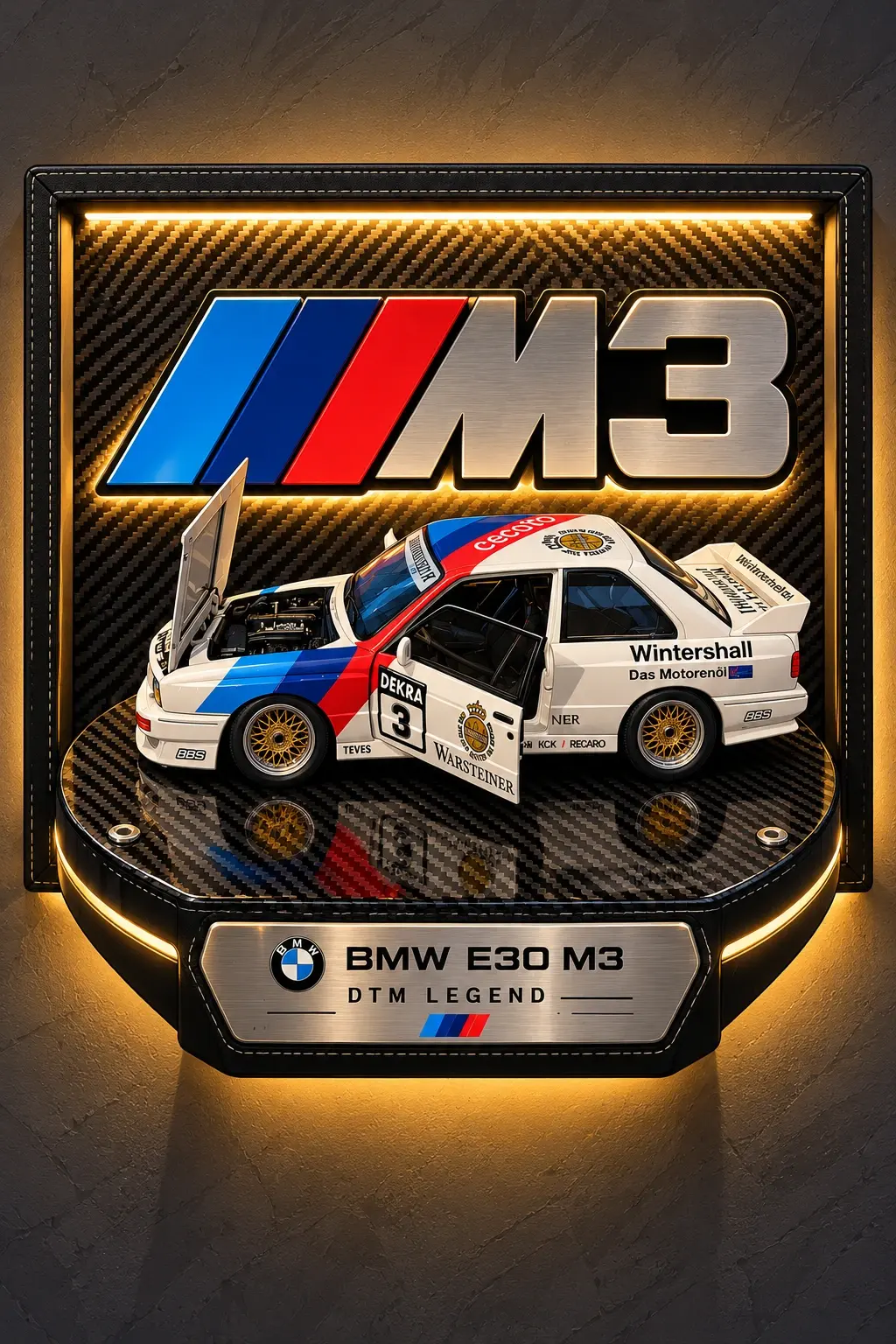 BMW E30 M3 DTM Legend – Premium LED Işıklı 3D Diorama Tablo