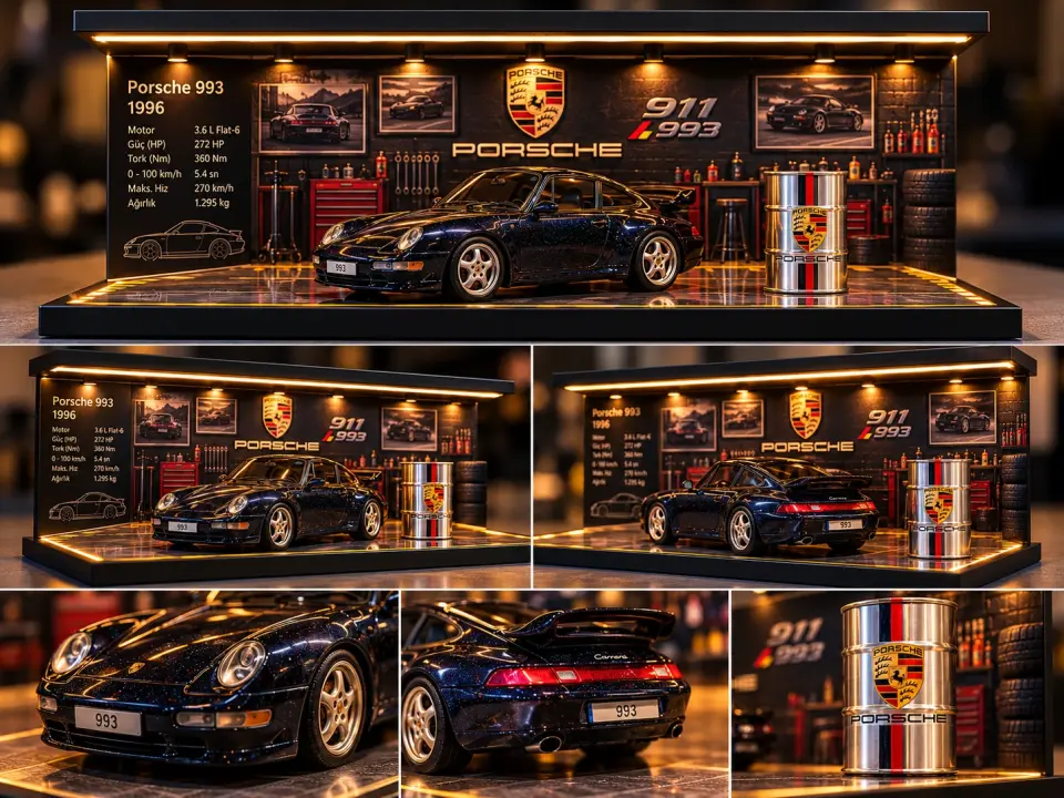 Porsche 911 (993) 1996 – Premium LED Işıklı Garaj Dioraması