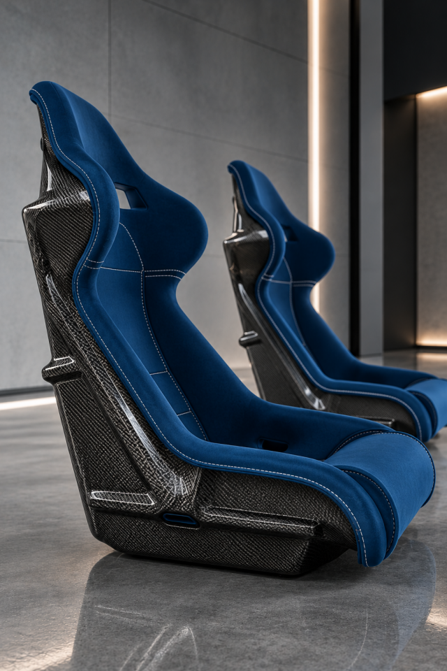 Ferrari F40 Carbon Fiber Seats – Bespoke Premium Seat Set by OZWORKS Deep Navy Blue