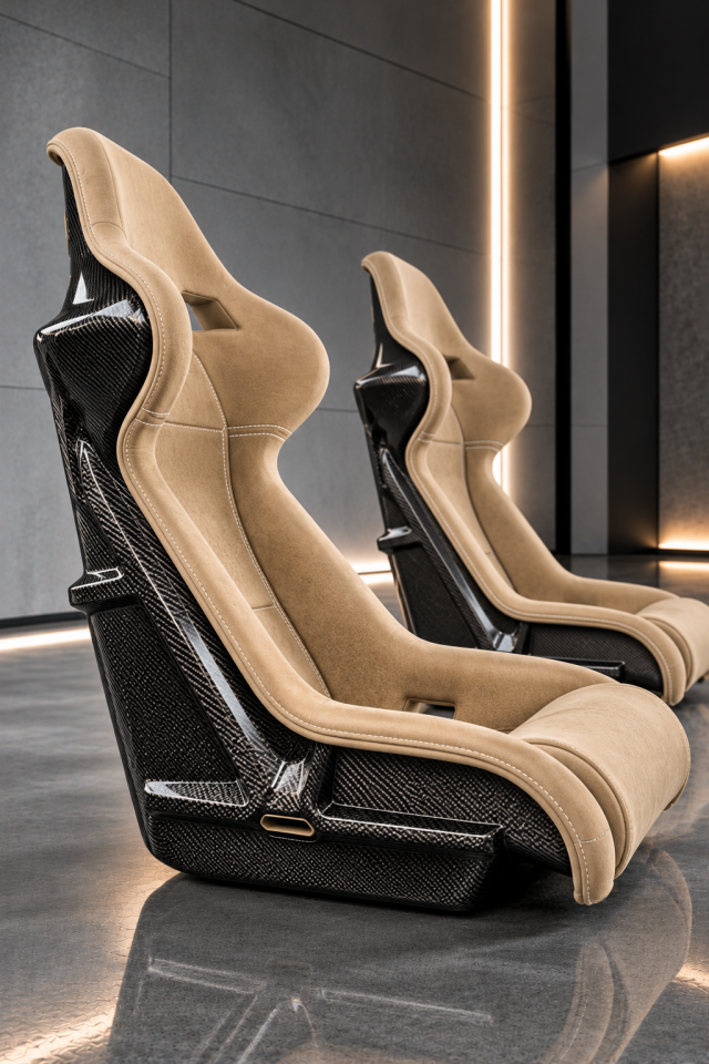 Ferrari F40 Carbon Fiber Seats – Bespoke Premium Seat Set by OZWORKS Sand Beige